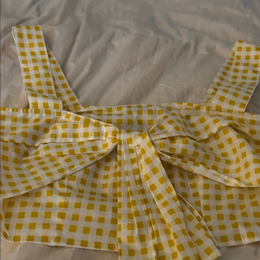 Zara Yellow Checkered Crop Top